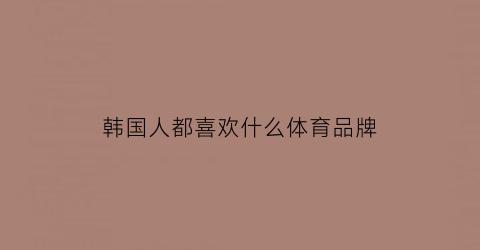 韩国人都喜欢什么体育品牌(韩国人喜欢的体育活动有)