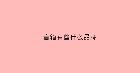 音箱有些什么品牌(音箱有哪些牌子)