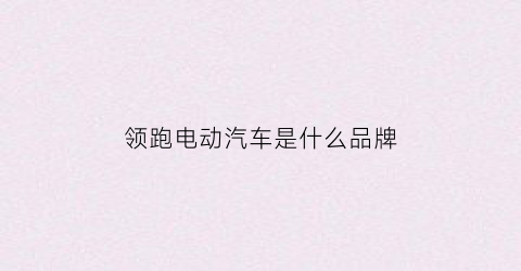 领跑电动汽车是什么品牌(领跑电动汽车的品质怎么样)