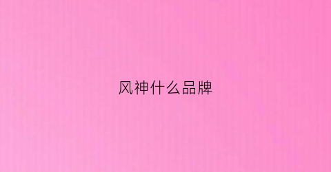 风神什么品牌(风神口碑)