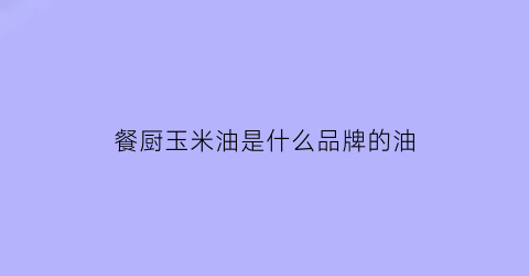 餐厨玉米油是什么品牌的油(饕厨玉米油)