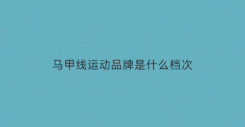 马甲线运动品牌是什么档次(马甲线官方旗舰店)