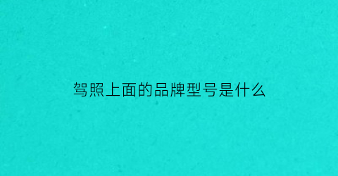 驾照上面的品牌型号是什么(驾照型号有什么区别)