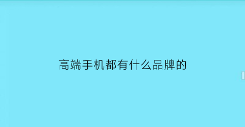 高端手机都有什么品牌的(高端手机哪款好)