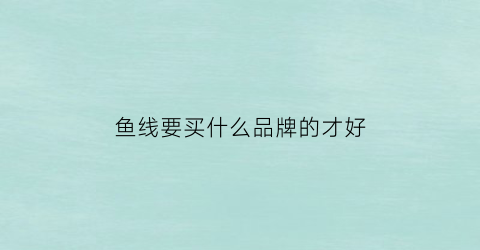 鱼线要买什么品牌的才好(鱼线要买什么品牌的才好呢)