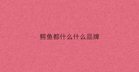 鳄鱼都什么什么品牌(鳄鱼是什么牌子的)