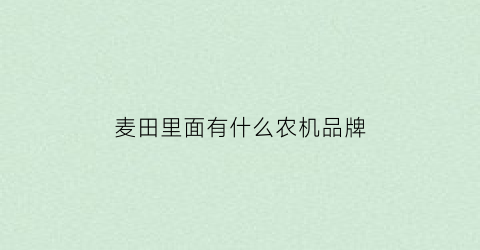 麦田里面有什么农机品牌(麦田农业科技有限公司)