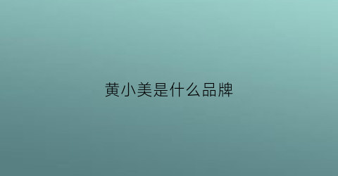 黄小美是什么品牌(黄小美是什么品牌的女装)