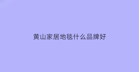 黄山家居地毯什么品牌好(黄山家居地毯什么品牌好用)