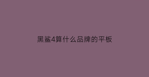 黑鲨4算什么品牌的平板(黑鲨4值不值)