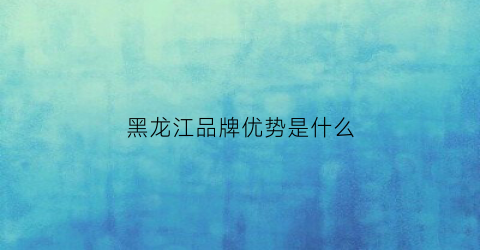 黑龙江品牌优势是什么(黑龙江名牌产品)