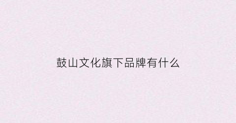 鼓山文化旗下品牌有什么(鼓山文化ceo)