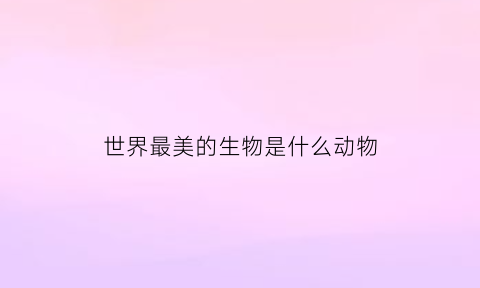 世界最美的生物是什么动物(世界上最美动物是什么)