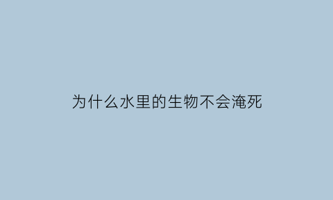 为什么水里的生物不会淹死(为什么水里的生物不会淹死呢)