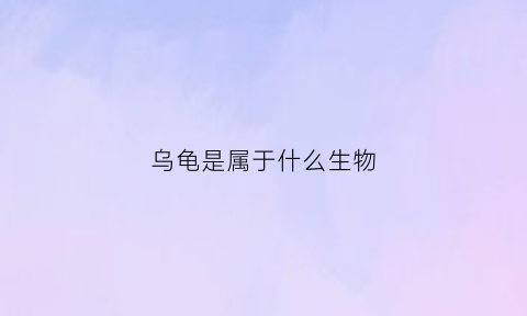 乌龟是属于什么生物