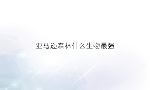 亚马逊森林什么生物最强(亚马逊森林有多可怕)