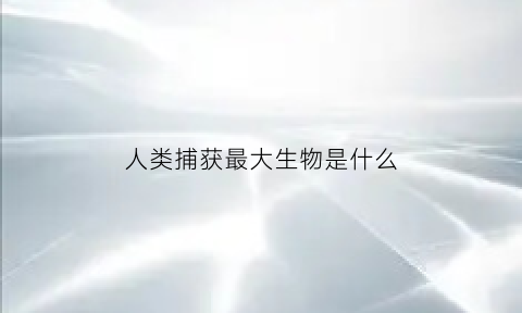 人类捕获最大生物是什么(人类捕获最大生物是什么时候)