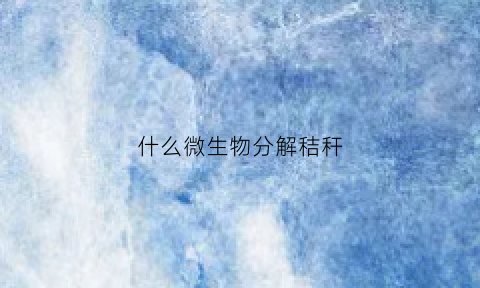 什么微生物分解秸秆(微生物分解秸秆的原因)