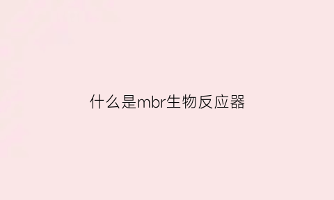 什么是mbr生物反应器(mbr生物膜反应器)