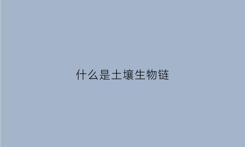 什么是土壤生物链(土壤生物包括什么什么和什么)
