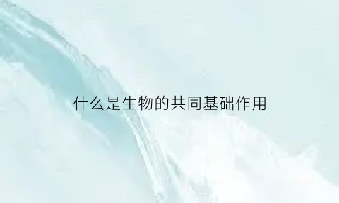 什么是生物的共同基础作用