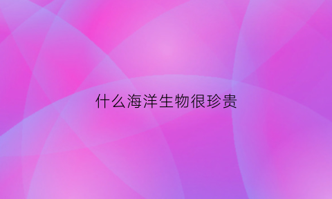 什么海洋生物很珍贵(什么海洋生物最漂亮)