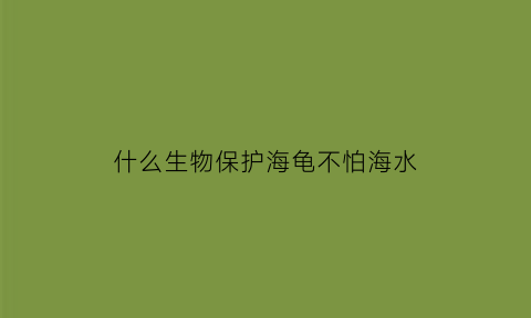 什么生物保护海龟不怕海水(海龟怕什么寄生生物是什么)