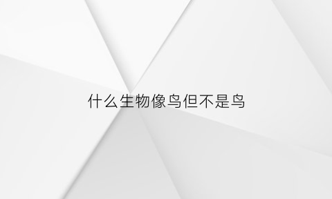 什么生物像鸟但不是鸟(什么动物像鸟)