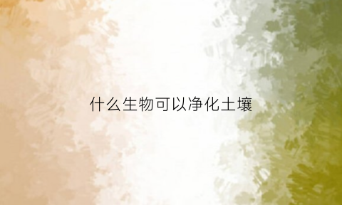 什么生物可以净化土壤(净化土壤的农作物)