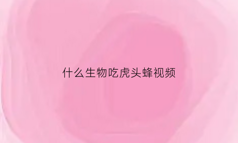 什么生物吃虎头蜂视频