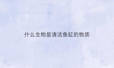 什么生物是清洁鱼缸的物质(鱼缸里的清洁鱼品种)