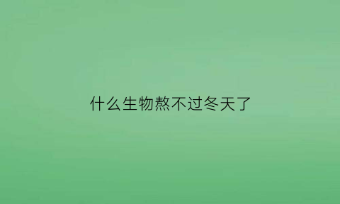 什么生物熬不过冬天了(什么生物不怕冷)