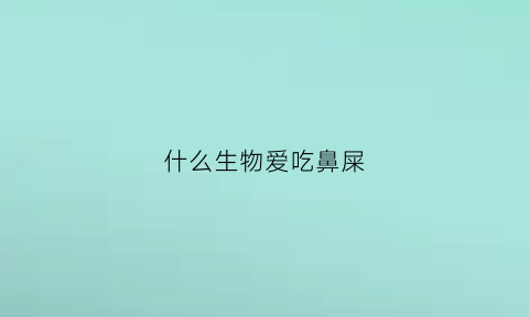 什么生物爱吃鼻屎(谁爱吃鼻屎)