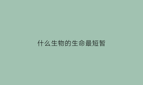 什么生物的生命最短暂(什么动物生命短暂)