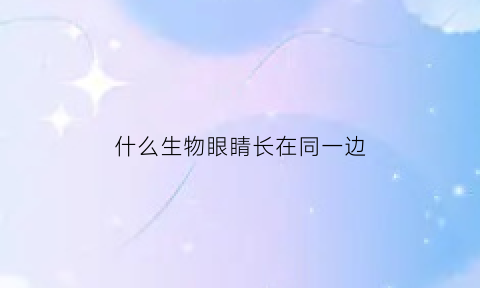 什么生物眼睛长在同一边(什么动物眼睛长在一边)