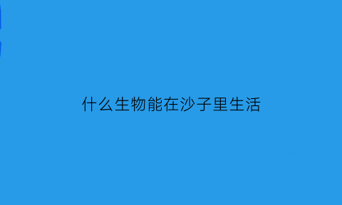 什么生物能在沙子里生活(什么植物可以在沙里生长)