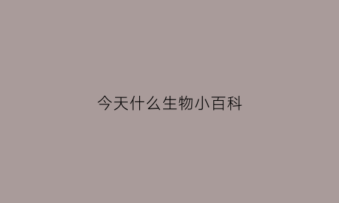 今天什么生物小百科(今天是指什么动物)