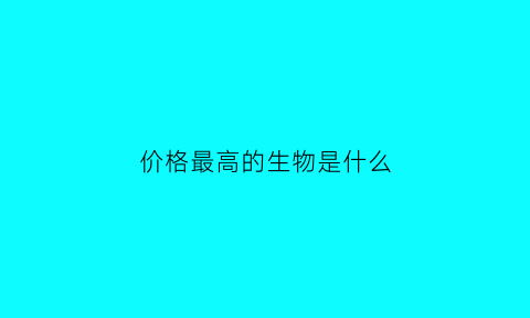价格最高的生物是什么(价格最高的东西是什么)