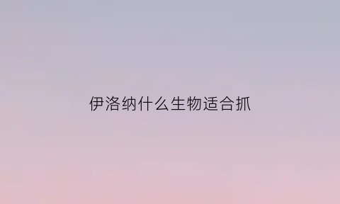 伊洛纳什么生物适合抓(伊洛纳什么生物适合抓宠物)