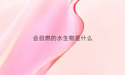 会自燃的水生物是什么(能够自燃的东西有哪些)