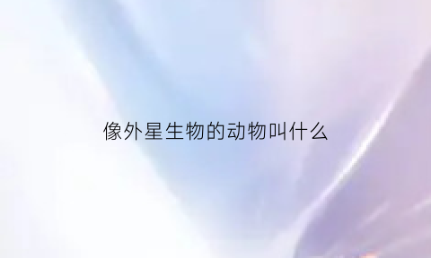 像外星生物的动物叫什么(最像外星生物的物种)