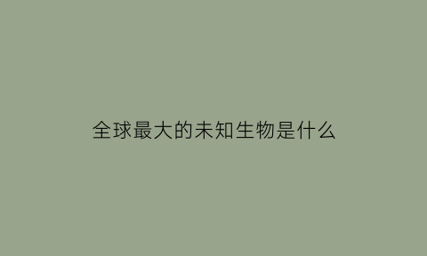 全球最大的未知生物是什么(世界上最大的未知生物)