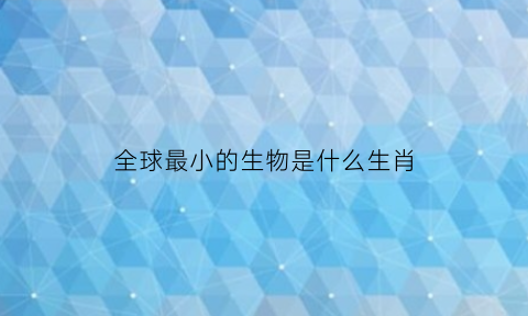 全球最小的生物是什么生肖(全世界最小的动物是什么动物)