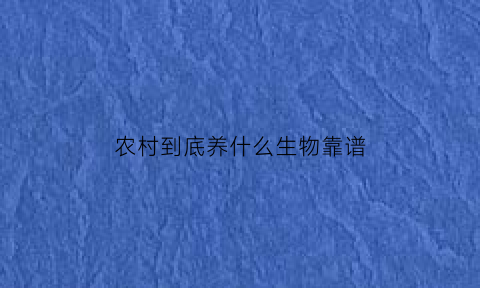 农村到底养什么生物靠谱(农村养什么宠物好)