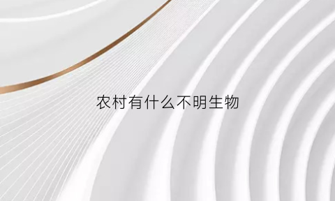 农村有什么不明生物(在农村奇怪的生物)