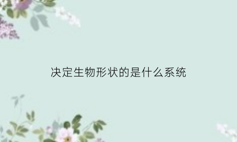 决定生物形状的是什么系统