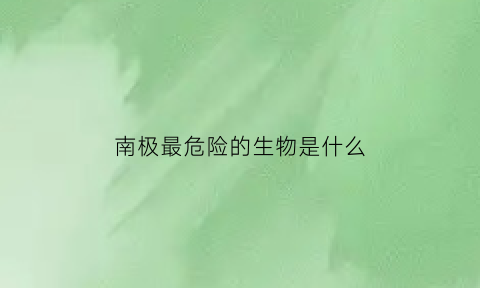 南极最危险的生物是什么(南极最可怕的动物是什么)