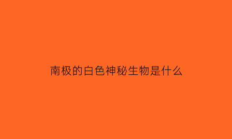 南极的白色神秘生物是什么(南极白色)