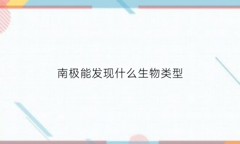 南极能发现什么生物类型(南极能生存的是什么动物是什么东西)