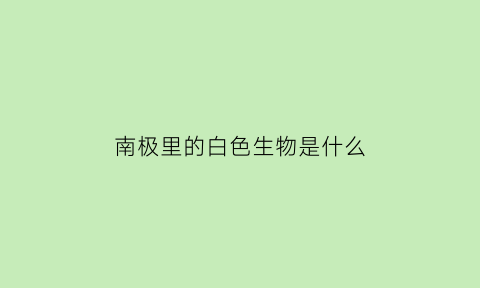 南极里的白色生物是什么(南极有白色沙漠之称原因是)